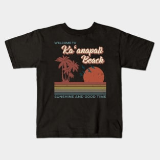 Ka'anapali Beach - Ka'anapali Beach Retro Sunset Kids T-Shirt